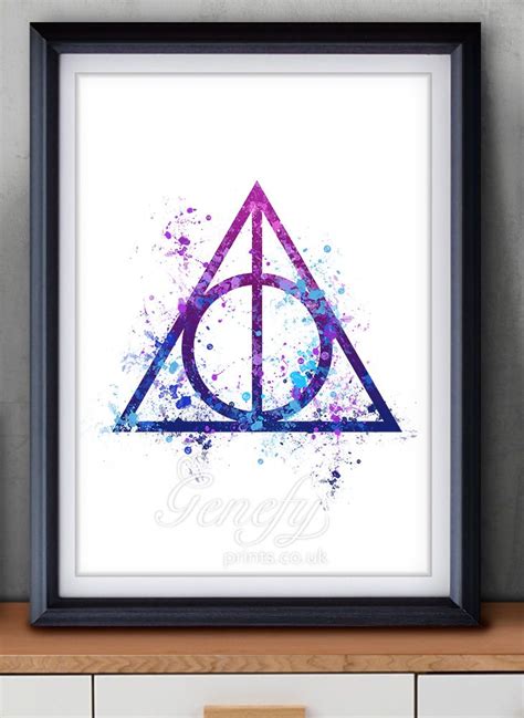 Harry Potter Deathly Hallows Watercolor Painting Art Poster Print Wall