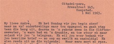 There is no risk and no contract. Flame in the Snow - the love letters of André Brink and Ingrid Jonker | LitNet