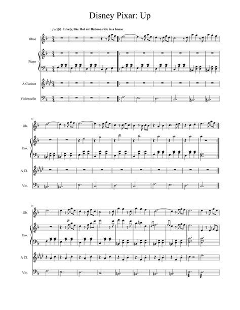 Disneys Up Sheet Music For Piano Clarinet Oboe Cello Download