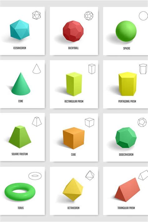 Realistic 3d Geometric Shapes Basic Geometry Prism Cube 3d