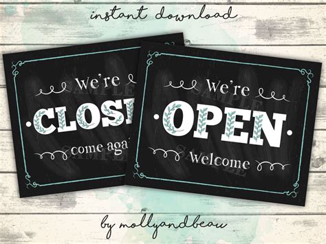 Open And Closed Signs Printable Open Sign Closed Sign Etsy