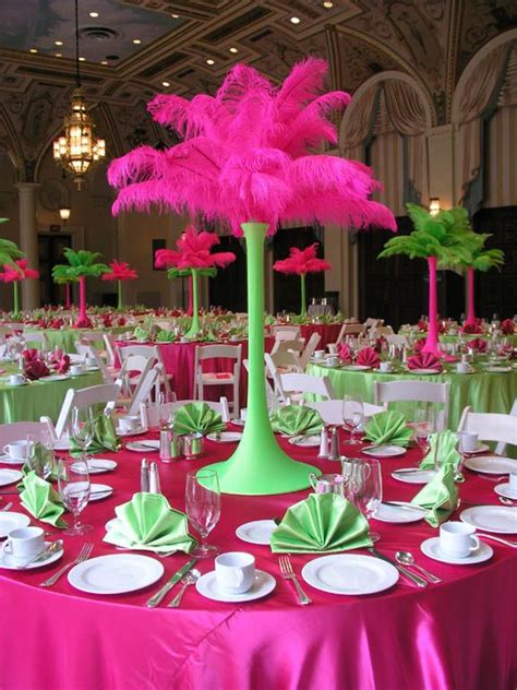 Feather Stand Hot Pink Lime Green Party Decorating Ideas