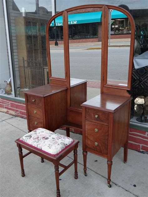 Shipping and local meetup options available. Edwardian Antique fine Walnut triple mirror Dresser vanity ...