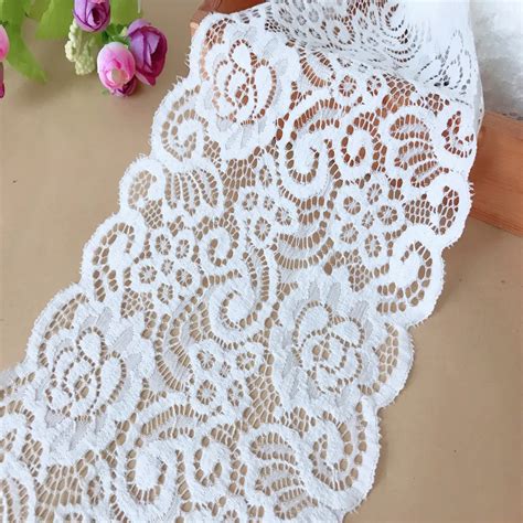 5 Yards 14cm Wide White Stretch Lace Fabric Trim Diy Lace Trimmings For