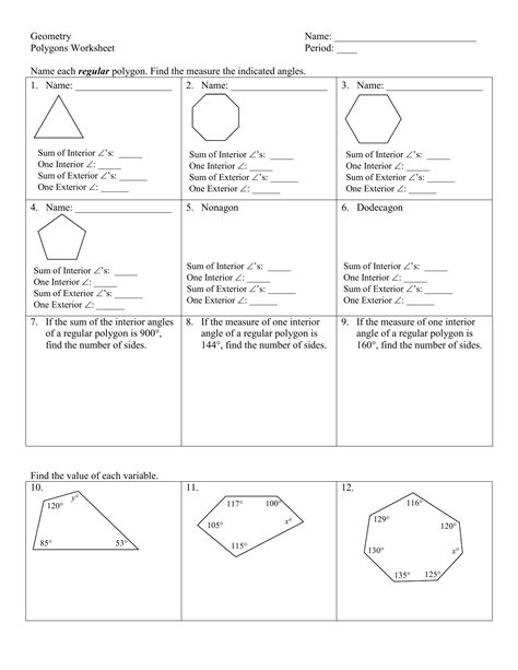 Geometry Polygons Worksheet Answer Key
