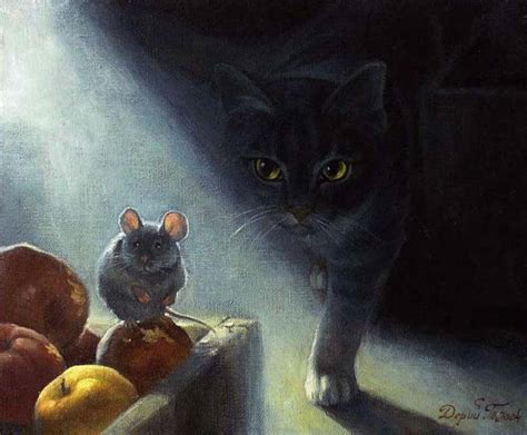 Cat And Mouse Paintings Careless Tatyana Derij