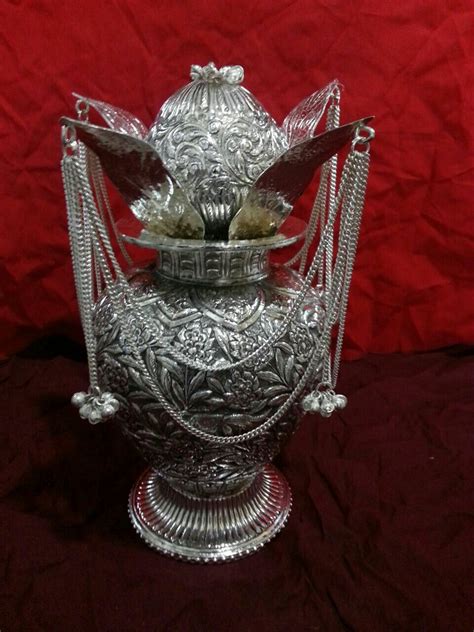 Silver Plated Kalash For Diwali Puja Pure Gold Jewellery Silver