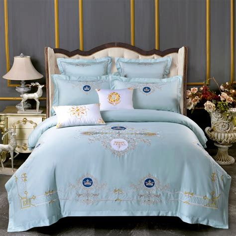 Luxury 60s Egypt Cotton Imperial Crown Silky Bedding Set Embroidery