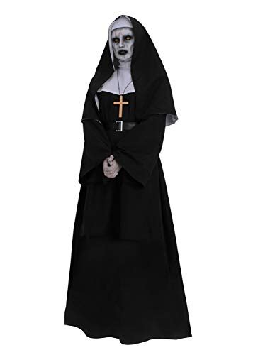 Cr Rolecos The Nun Costume Plus Size Scary Nun Outfit Priest Halloween Costume Black S
