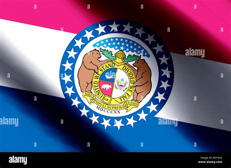 Missouri Stylish Waving And Closeup Flag Illustration Perfect For