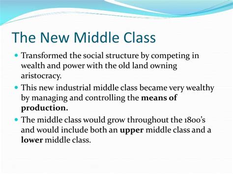 Ppt Changes In Social Class During The Industrial Revolution