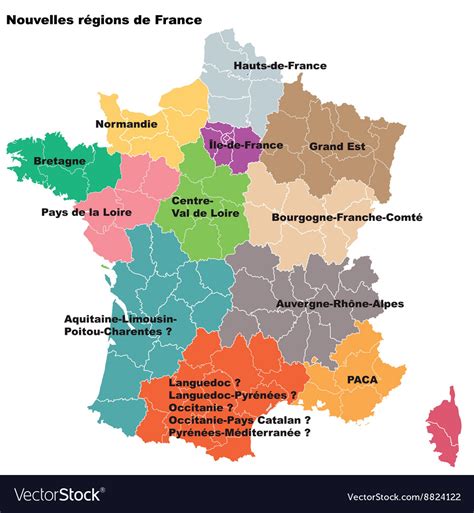 New French Regions Nouvelles Regions De France Vector Image