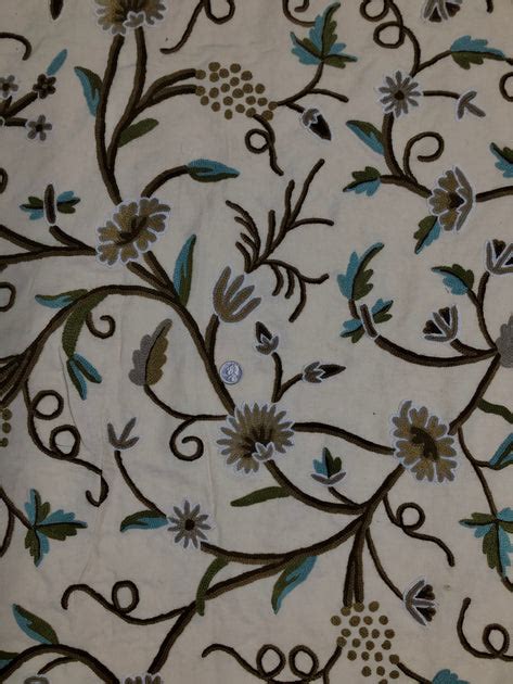 Multicolor Crewel Kf 006 Embroidered Crewel Fabric By The Yard