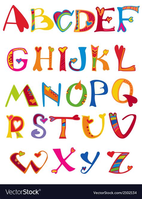 Alphabet Design In A Colorful Style Royalty Free Vector