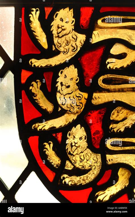 The Three Lions Ancient Historic Heraldic Symbol Of England Stock Photo
