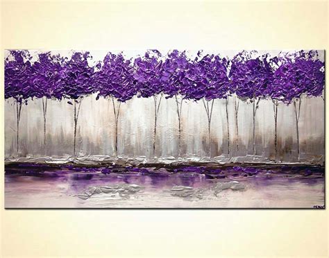 Painting For Sale Purple Trees Painting Textured Silver Modern
