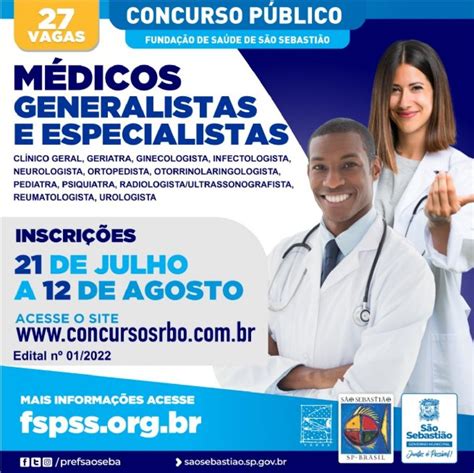 prefeitura abre inscrições de concurso público para médicos generalistas e especialistas