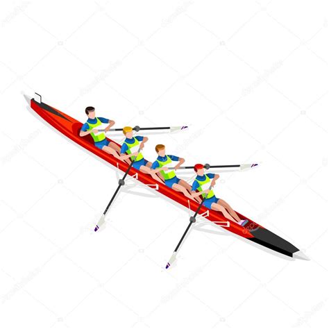 Olympics Canoe Rowing Without Coxswain Four Summer Games Icon Set3d