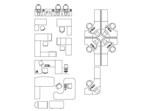 Multiple Office Desks And Furniture Blocks Cad Drawing Details Dwg File