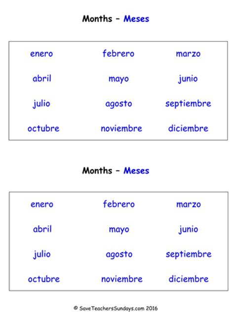 Months In Spanish Ks2 Worksheets Activities And Flashcards Teaching