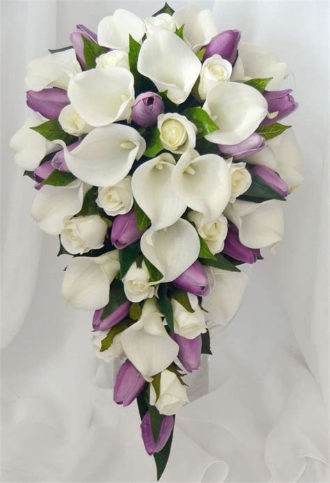 Tulip Calla Lily Flower Bouquet Wedding Silk Wedding Bouquets Lily