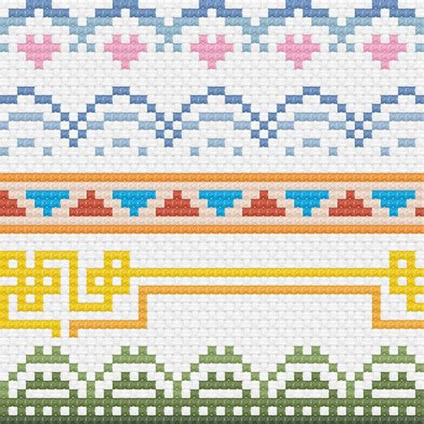 Go cross stitch crazy with our huge selection of free cross stitch patterns! Assorted cross stitch border patterns - PDF download ...