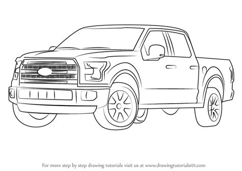 Step by Step How to Draw Ford F-150 Truck : DrawingTutorials101.com