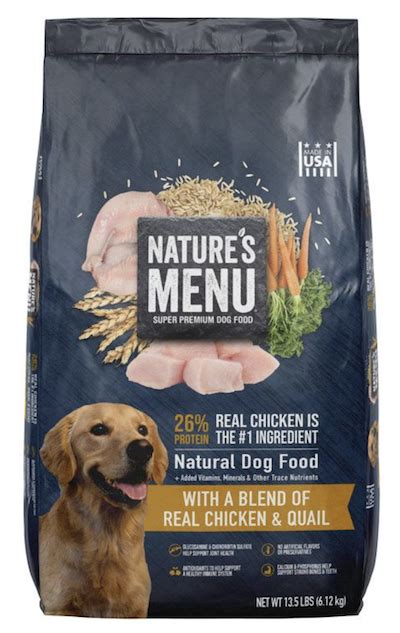 Examples of reasons why dog food recipes are recalls include the presence of mold, salmonella contamination, an inappropriate balance of certain nutrients, or the presence of. Recalled: Nature's Menu Chicken and Quail Dog Food