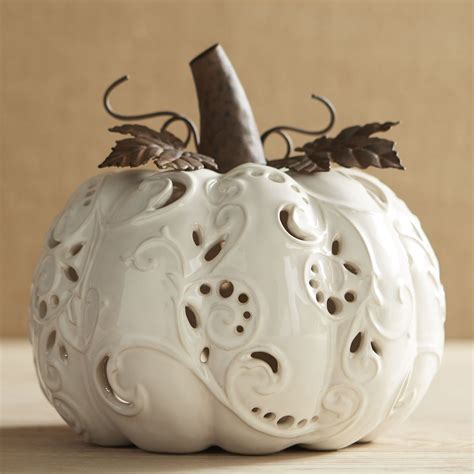 Large Ceramic Ivory Pumpkin Tealight Candle Holder Pier 1 Imports