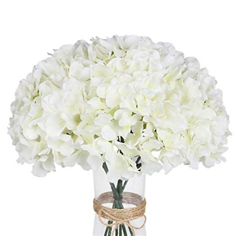 exoment silk hydrangea heads with stems ivory white artificial flower