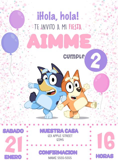 Invitación De Cumpleaños Bluey Temas Para Fiestas Infantiles