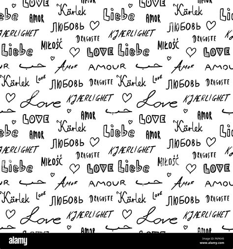 Love Words Background Seamless Texture With Love Word In Various