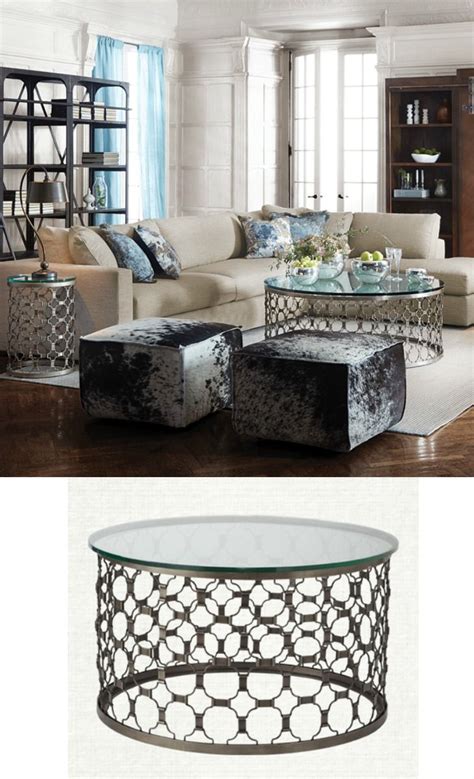 Rated 4.5 out of 5 stars. NAOMI round coffee table with glass top in pewter | Home ...