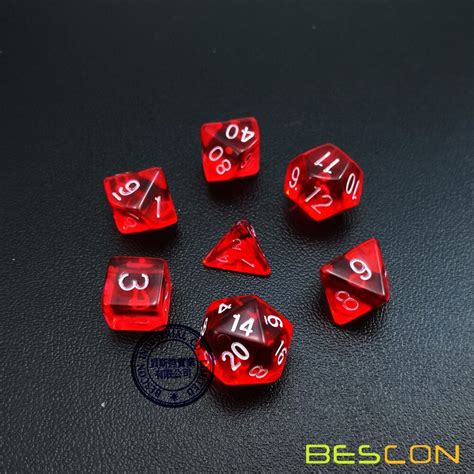 Bescon Mini Translucent Polyhedral Rpg Dice Set 10 Grandado