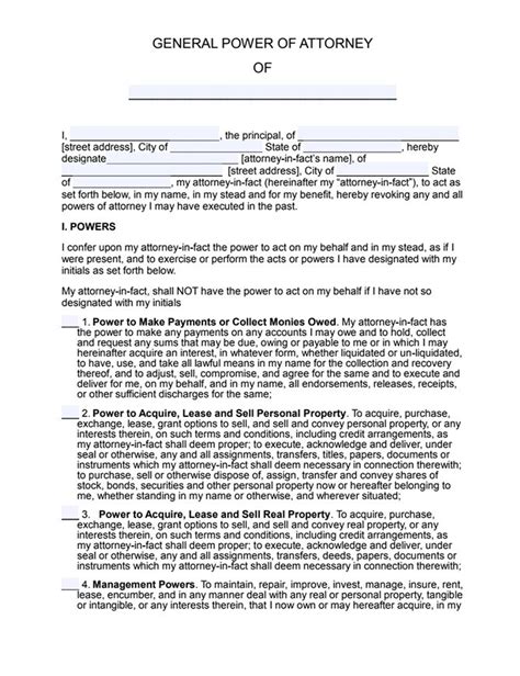 General Power Of Attorney Free Poa Form In Pdf Format