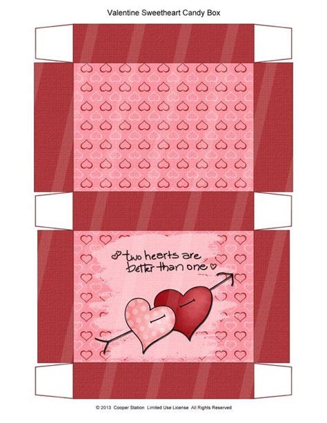 Digital Printable Candy Box Set Of 2 With Valentine Sweetheart Design