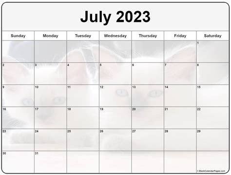 Collection Of July 2023 Photo Calendars With Image Filters