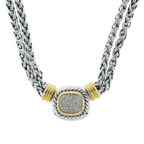 David Yurman Albion Necklace 18k Yellow Gold Sterling Silver New