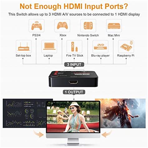 Hdmi Switch 4ktesmart Intelligent 5 Port Hdmi Switcher 5x1 Supports 4k