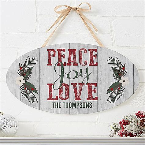 Peace Joy Love Oval Wooden Sign Bed Bath And Beyond