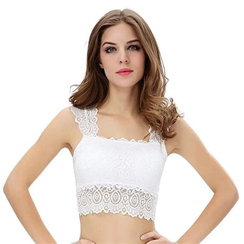 Buy Comfortable Lace Overlay Padded Bra Women Lace Vest Bra Crop Top Padded