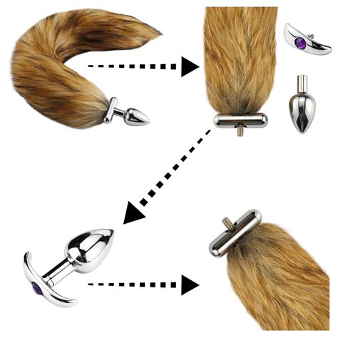 New Cosplay Fox Tail Ears Set No Vibrator Anal Plug Metal Fox Pony