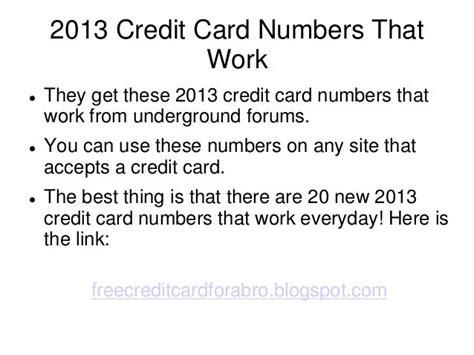 2013 Credit Card Numbers That Work