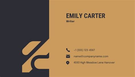 Dark Grey And Brown Modern Professional Writer Business Card Venngage