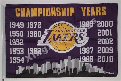 Los Angeles Lakers Championship Years Flag 3ft X 5ft Polyester Nba1