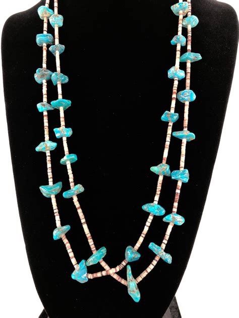 Lot Native American Chunk Turquoise Heishi Necklace