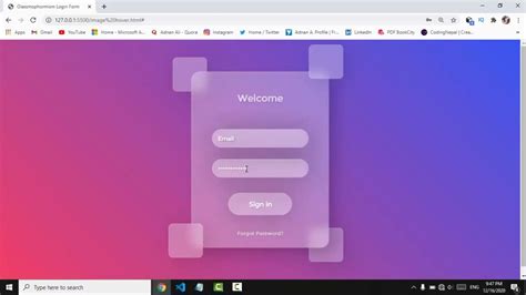 Glassmorphism Login Form Using Html Css Css3 Animated Login Form