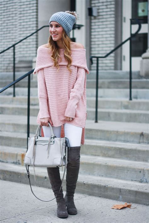 Blush Off The Shoulder Sweater Twenties Girl Style