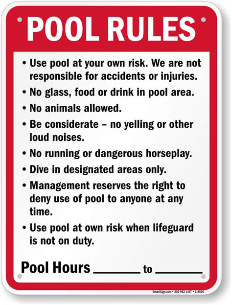 Pool Rules Signs Free Shipping