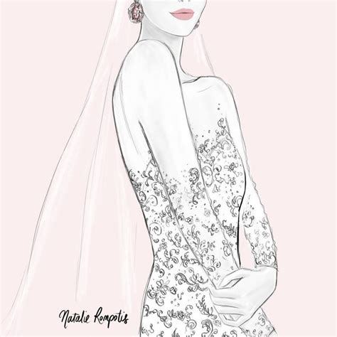 A Drawing Of A Woman In A Wedding Dress
